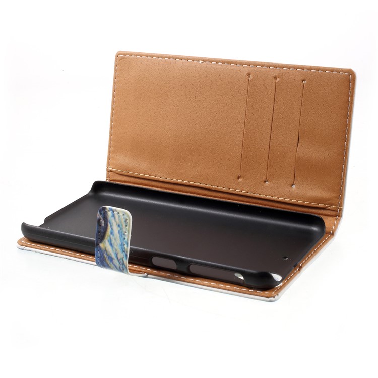 Pattern Printing Leather Wallet Stand Case Cover for HTC Desire 650 Single SIM - Oil Painting-5