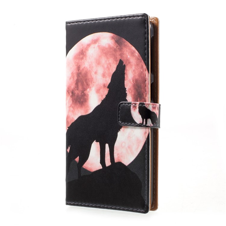 Patterned Wallet Leather Phone Case for HTC Desire 650 Single SIM - Wolf Howling at the Moon-2