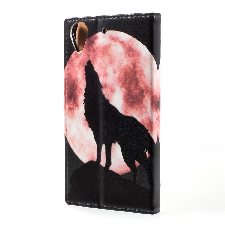 Patterned Wallet Leather Phone Case for HTC Desire 650 Single SIM - Wolf Howling at the Moon-3