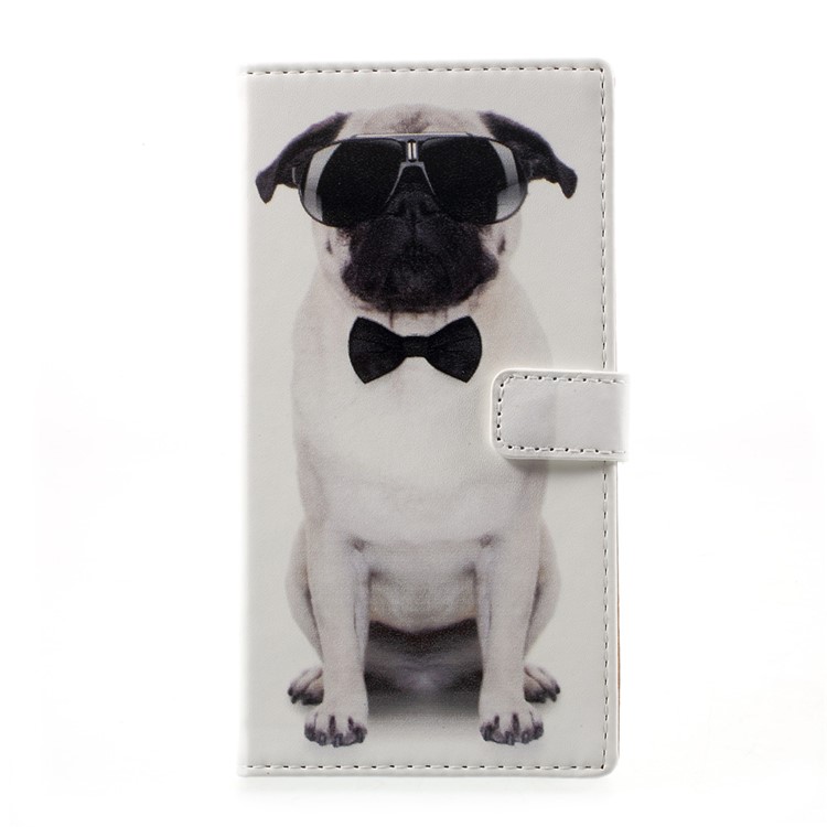 Patterned Leather Wallet Mobile Cover for HTC Desire 650 Single SIM - Dog Wearing Sunglasses-1
