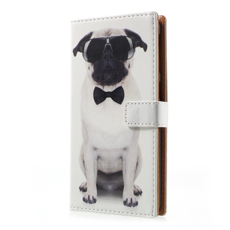 Patterned Leather Wallet Mobile Cover for HTC Desire 650 Single SIM - Dog Wearing Sunglasses-2