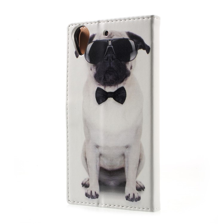 Patterned Leather Wallet Mobile Cover for HTC Desire 650 Single SIM - Dog Wearing Sunglasses-3