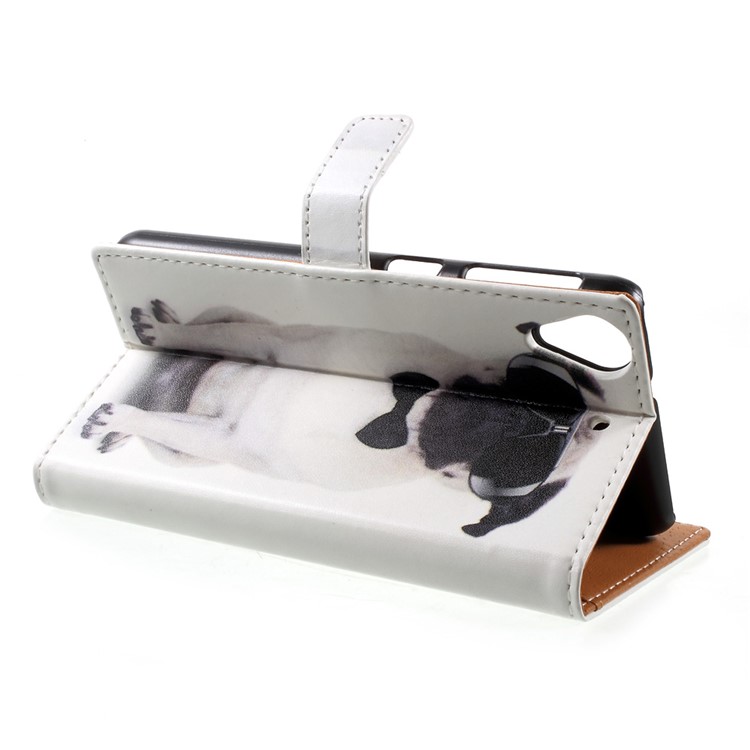 Patterned Leather Wallet Mobile Cover for HTC Desire 650 Single SIM - Dog Wearing Sunglasses-4