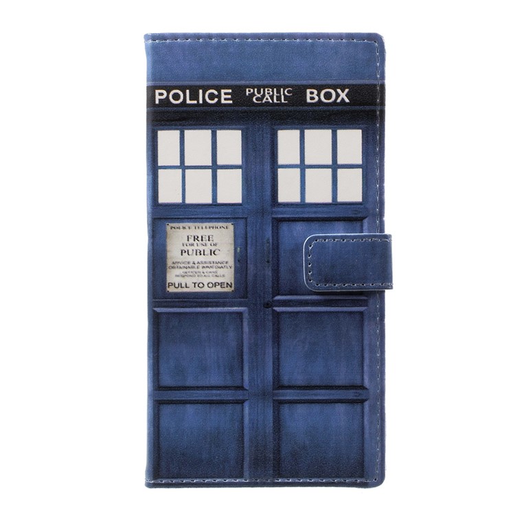 Pattern Printing Leather Wallet Case for HTC Desire 650 Single SIM - Police Public Call Box-1