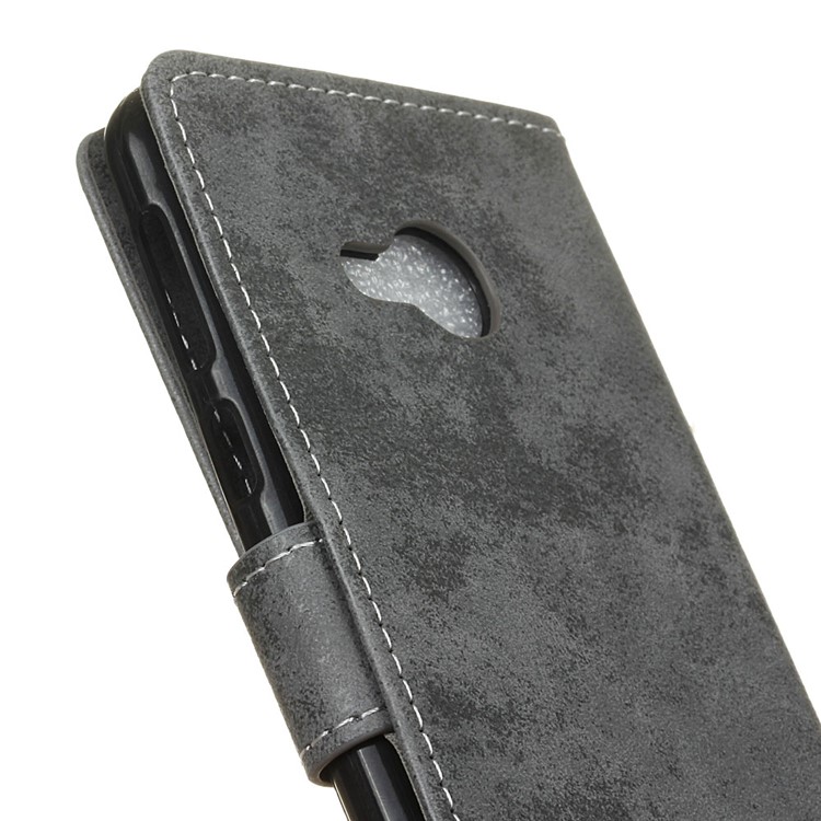 Retro Style Leather Wallet Mobile Phone Case for HTC U Play - Grey-4