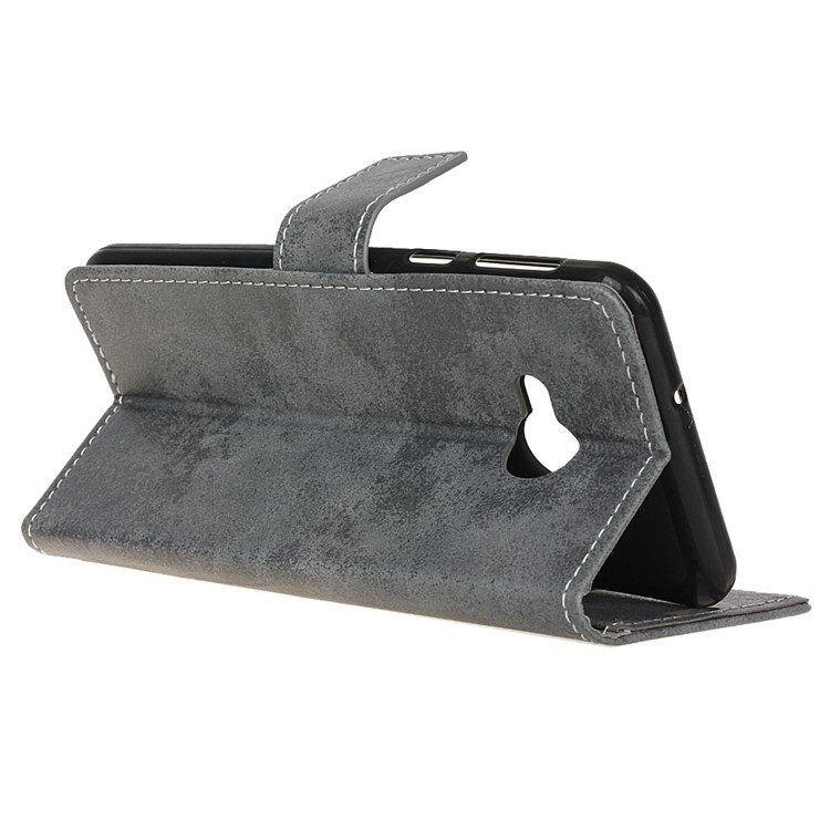 Retro Style Leather Wallet Mobile Phone Case for HTC U Play - Grey-7