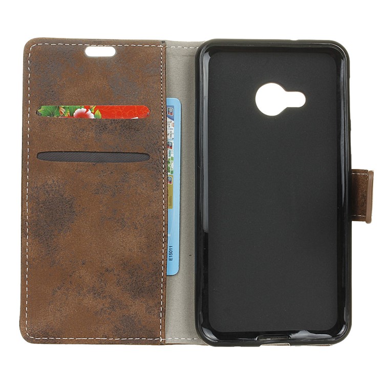 Retro Style Leather Flip Protective Cover Case for HTC U Play - Brown-5