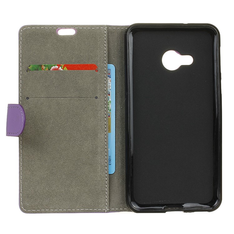 Leather Stand Cover with Card Slots for HTC U Play - Purple-5