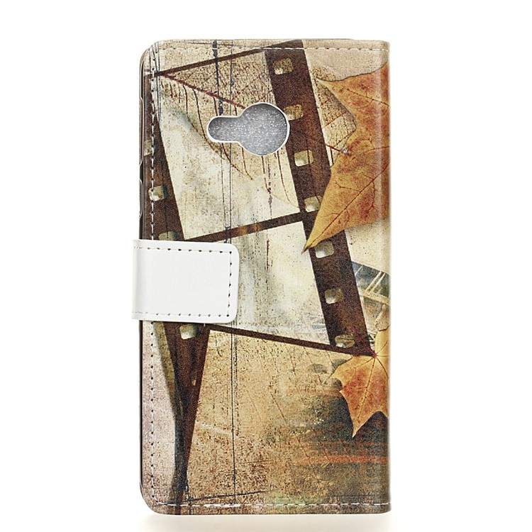 Printing Pattern Leather Wallet Case for HTC U Play - Eiffel Tower and Maple Leaves-2