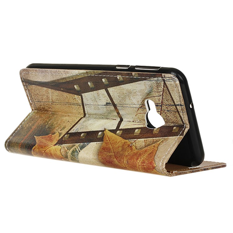 Printing Pattern Leather Wallet Case for HTC U Play - Eiffel Tower and Maple Leaves-4