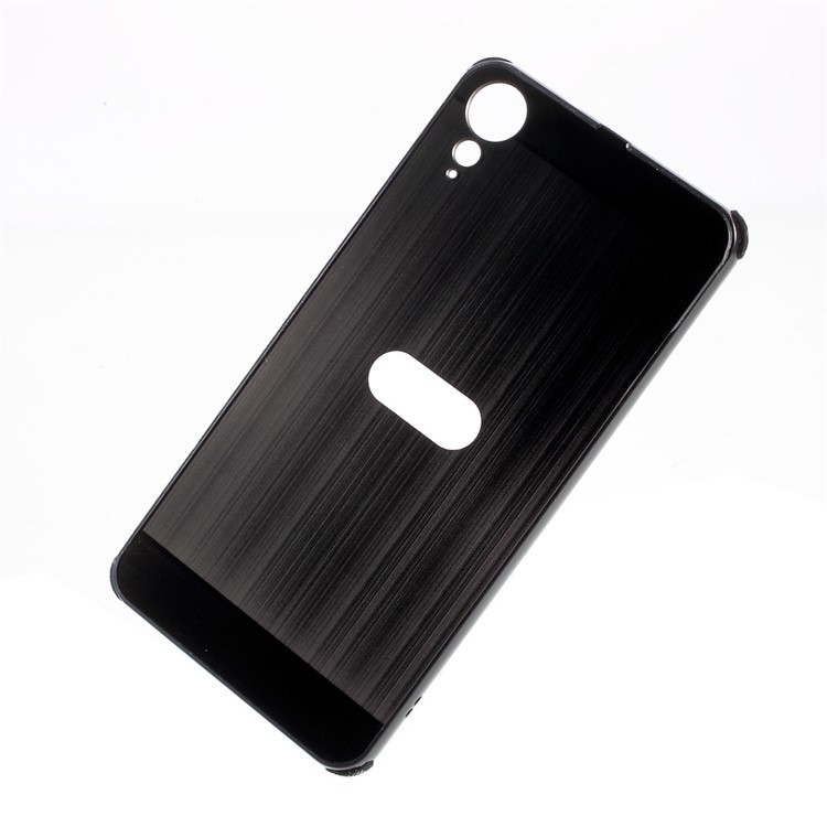 Aluminum Alloy Frame + Brushed PC Back Case for HTC Desire 10 Lifestyle - Black-1