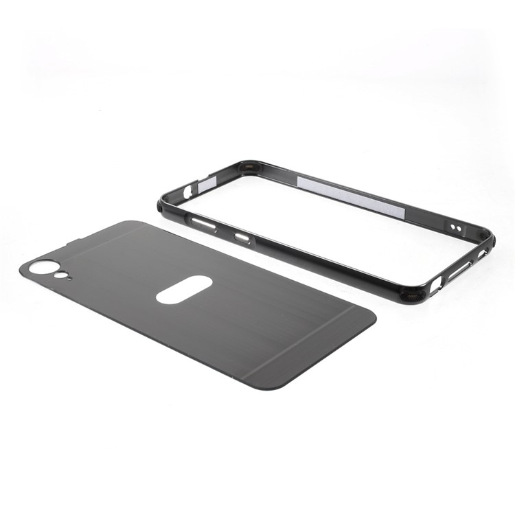 Aluminum Alloy Frame + Brushed PC Back Case for HTC Desire 10 Lifestyle - Black-9