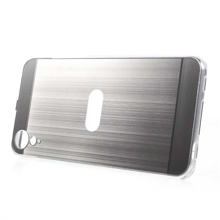 Slide-on Metal Bumper Rim Brushed Plated PC Cover for HTC Desire 10 Lifestyle - Silver-4