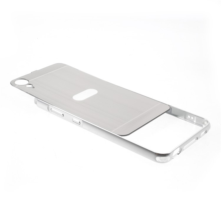 Slide-on Metal Bumper Rim Brushed Plated PC Cover for HTC Desire 10 Lifestyle - Silver-5