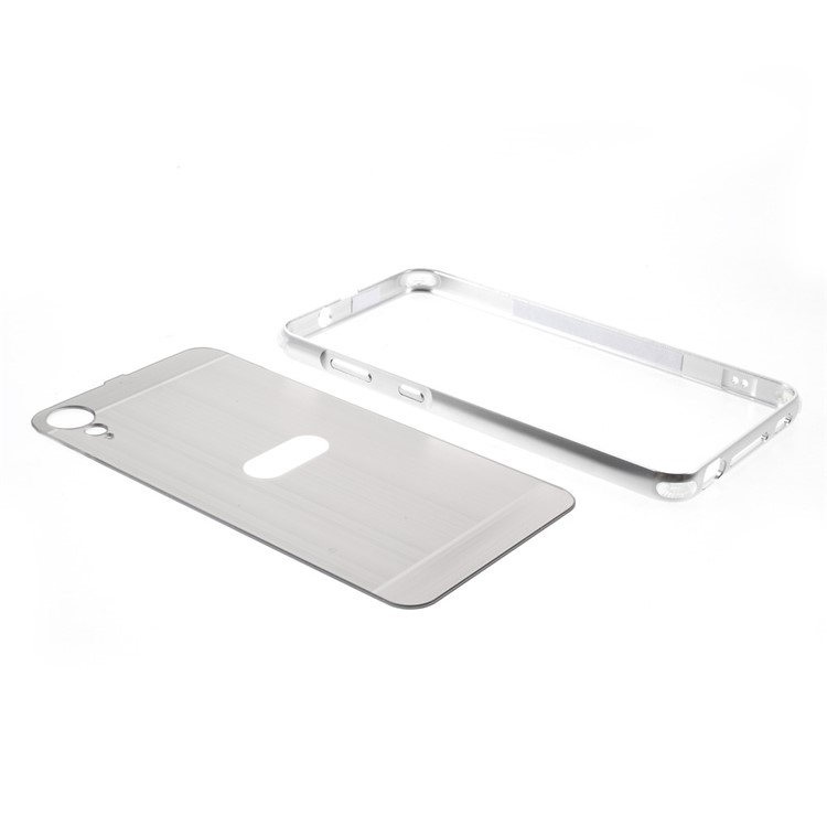 Slide-on Metal Bumper Rim Brushed Plated PC Cover for HTC Desire 10 Lifestyle - Silver-6