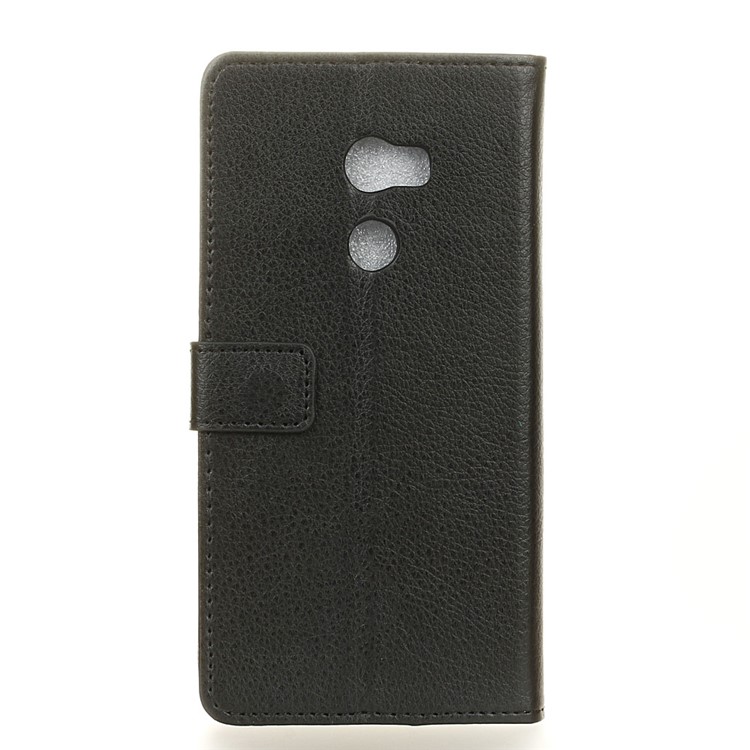 Litchi Skin Wallet Leather Stand Case for HTC One X10 - Black-3