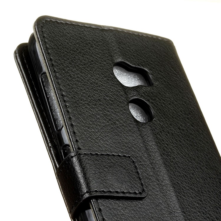 Litchi Skin Wallet Leather Stand Case for HTC One X10 - Black-4