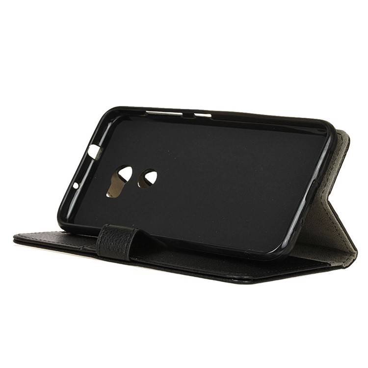 Litchi Skin Wallet Leather Stand Case for HTC One X10 - Black-6