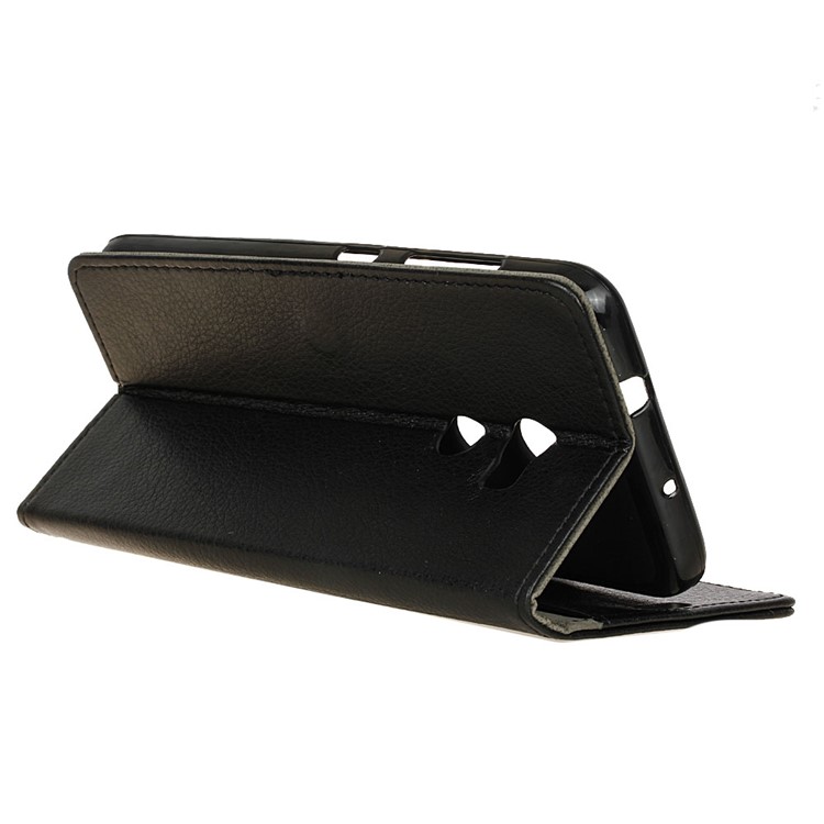 Litchi Skin Wallet Leather Stand Case for HTC One X10 - Black-7