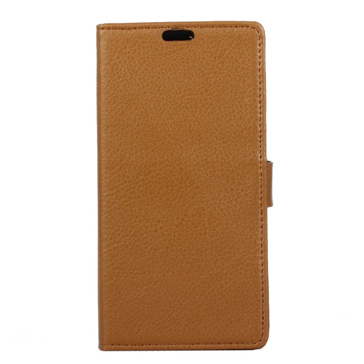 Litchi Skin Wallet Leather Folio Case for HTC One X10 - Brown-1