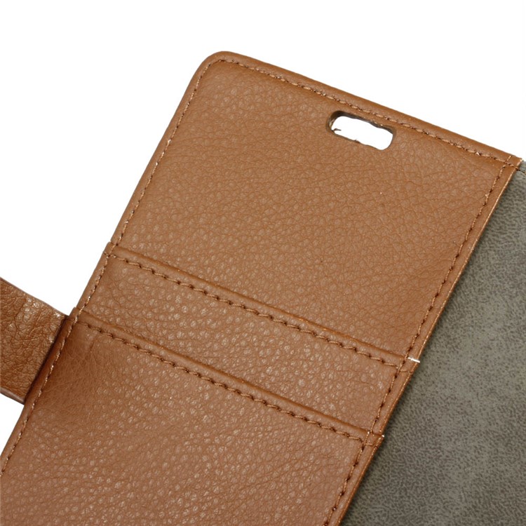 Litchi Skin Wallet Leather Folio Case for HTC One X10 - Brown-2