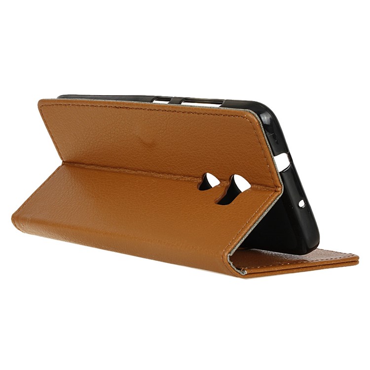 Litchi Skin Wallet Leather Folio Case for HTC One X10 - Brown-7