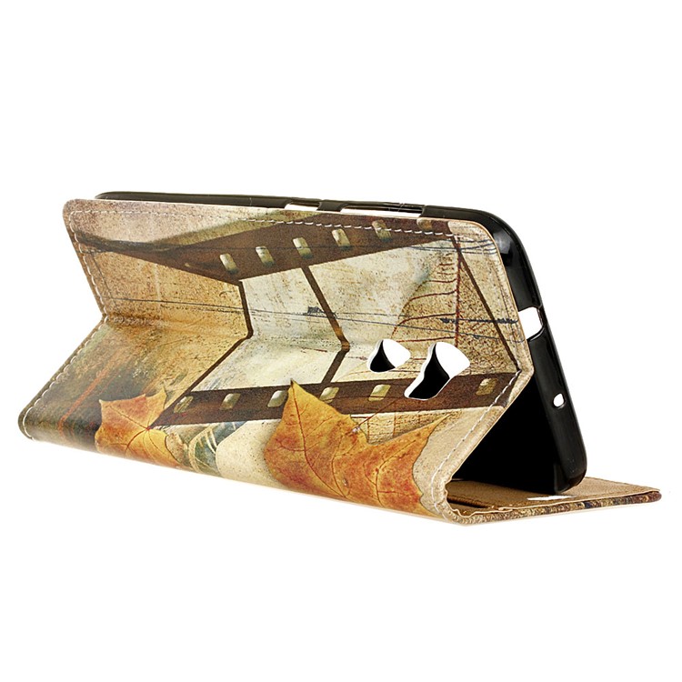 Patterned Leather Wallet Mobile Case for HTC One X10 - Eiffel Tower and Maple Leaves-4