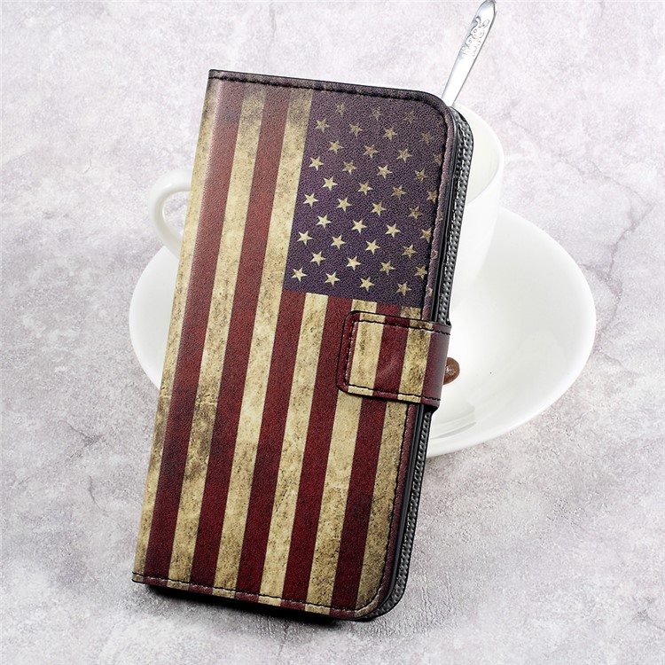 Patterned Leather Card Slots Stand Shell Case for HTC U Play - The American Flag-1