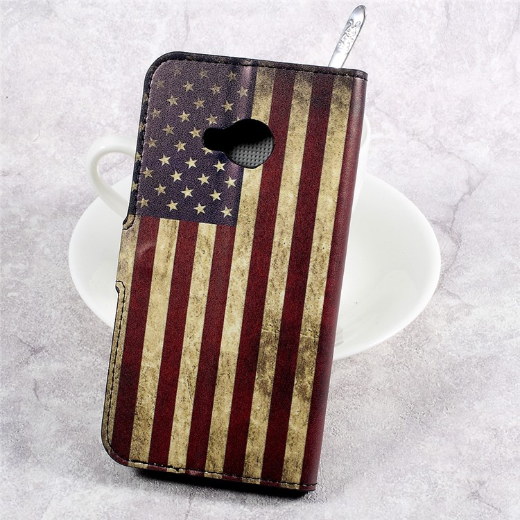 Patterned Leather Card Slots Stand Shell Case for HTC U Play - The American Flag-2