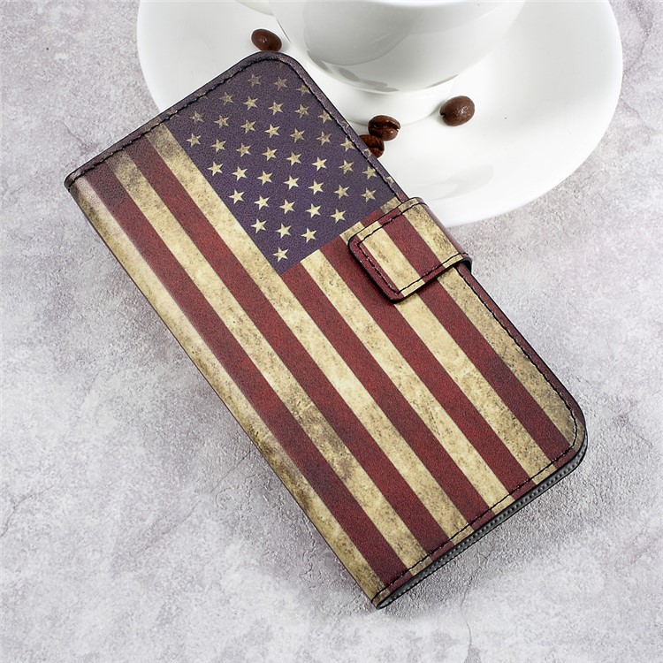 Patterned Leather Card Slots Stand Shell Case for HTC U Play - The American Flag-3