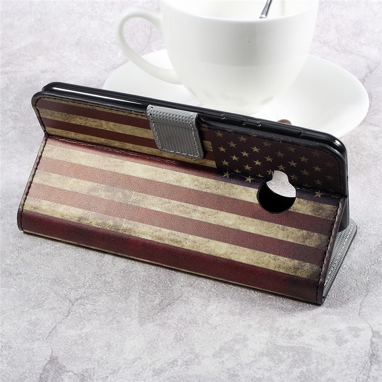Patterned Leather Card Slots Stand Shell Case for HTC U Play - The American Flag-5