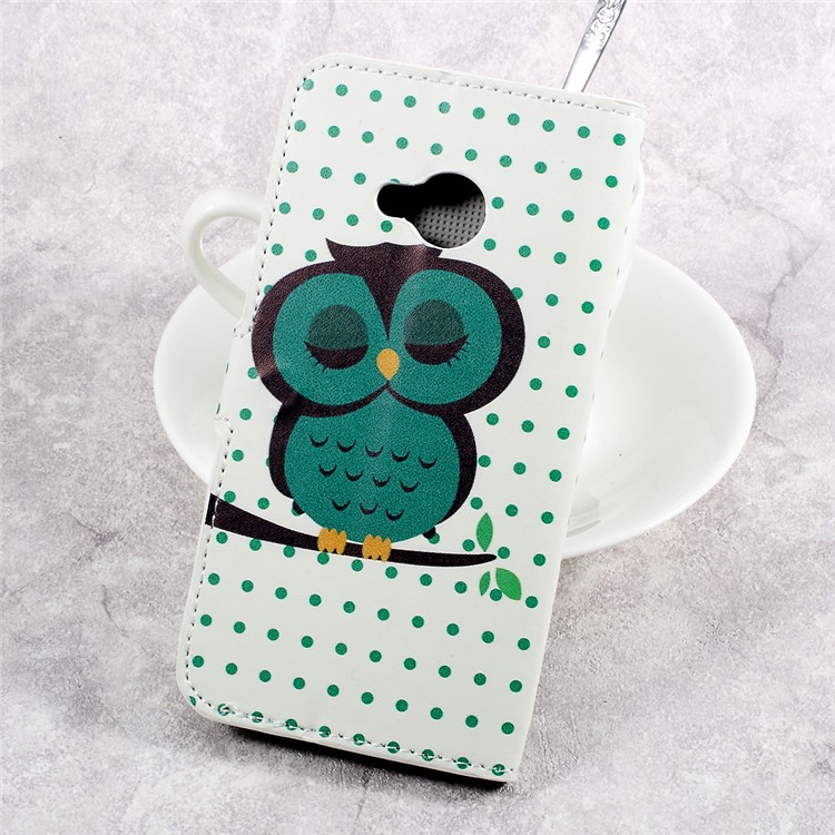 Pattern Printing Leather Cover with Wallet Slots for HTC U Play - Napping Owl-2