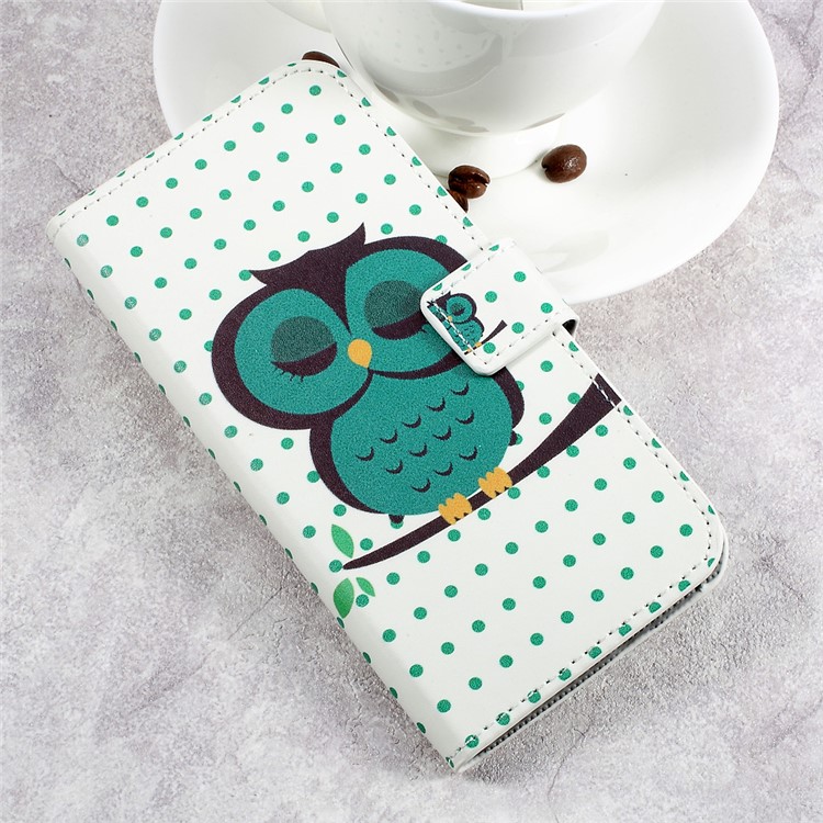 Pattern Printing Leather Cover with Wallet Slots for HTC U Play - Napping Owl-3