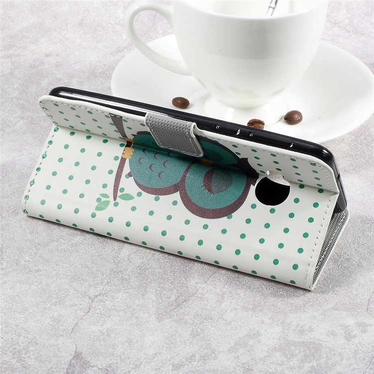 Pattern Printing Leather Cover with Wallet Slots for HTC U Play - Napping Owl-5