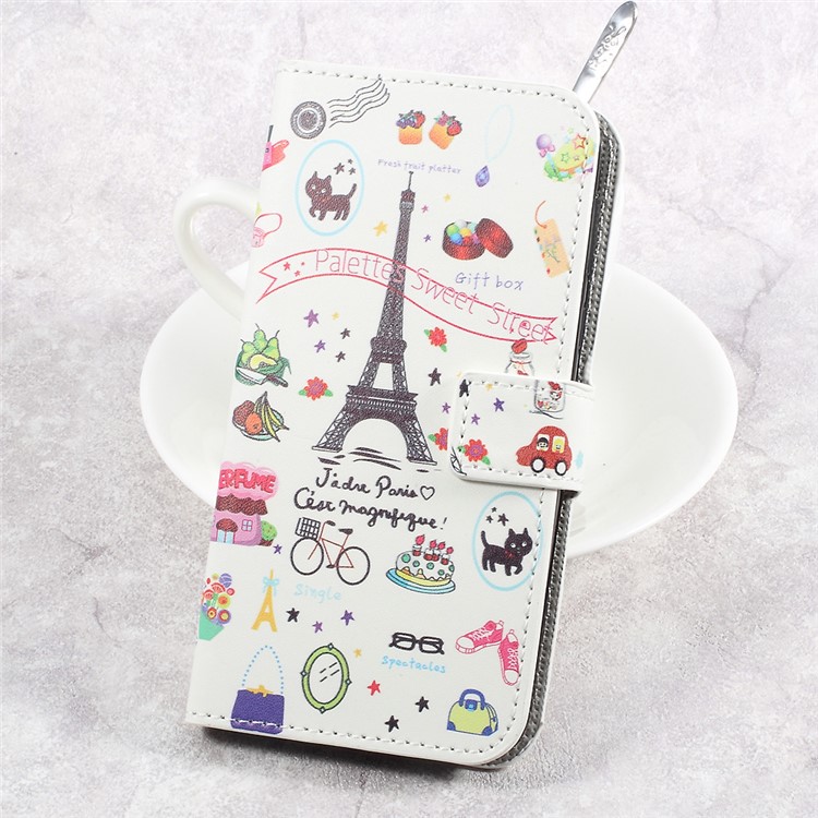 Printing Pattern Leather Wallet Mobile Cover for HTC U Play - Palettes Sweet Street-1