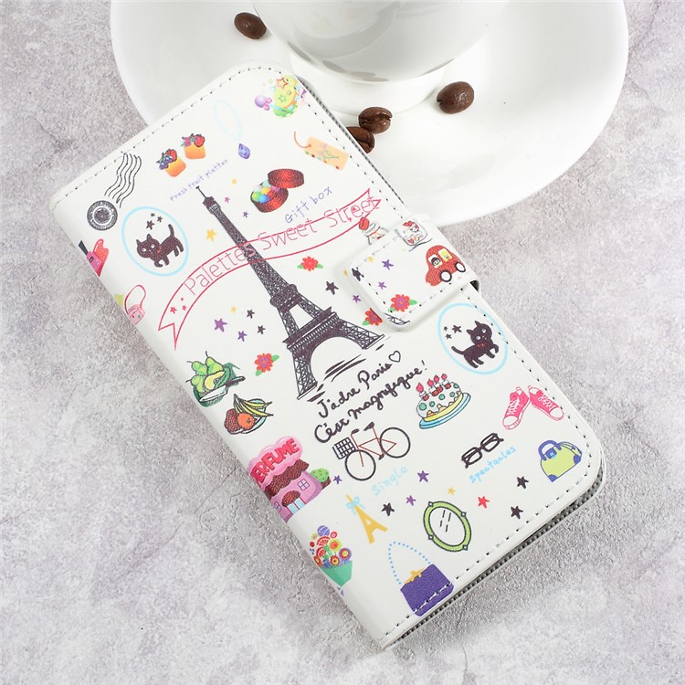 Printing Pattern Leather Wallet Mobile Cover for HTC U Play - Palettes Sweet Street-3