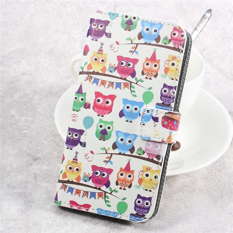 Pattern Printing Leather Wallet Flip Phone Case for HTC U Play - Multi-color Owls-1