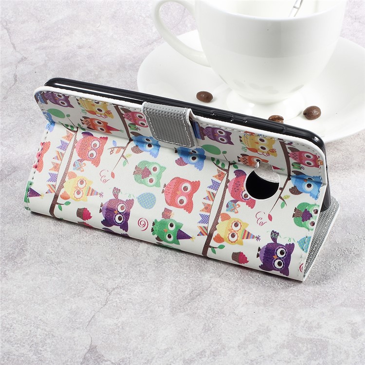 Pattern Printing Leather Wallet Flip Phone Case for HTC U Play - Multi-color Owls-5