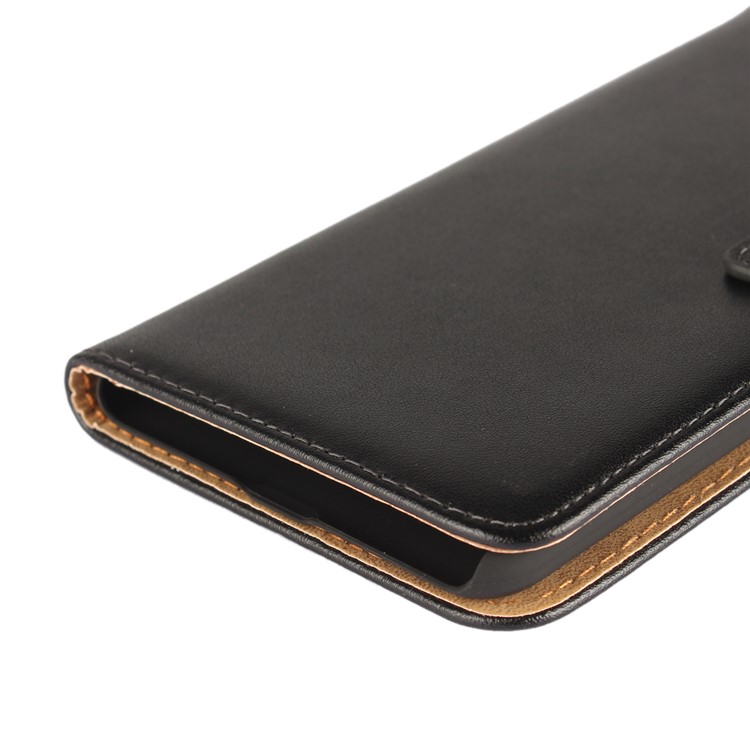 Genuine Split Leather Wallet Magnetic Flip Cover for HTC U Ultra - Black-10