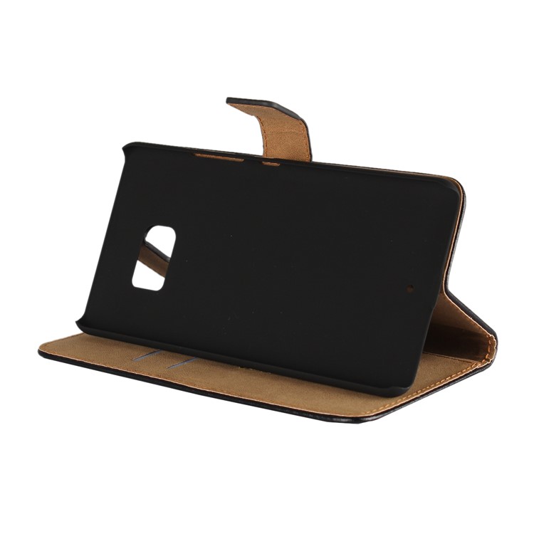 Genuine Split Leather Wallet Magnetic Flip Cover for HTC U Ultra - Black-2