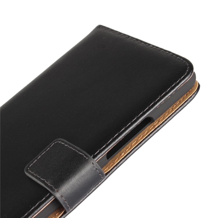 Genuine Split Leather Wallet Magnetic Flip Cover for HTC U Ultra - Black-6
