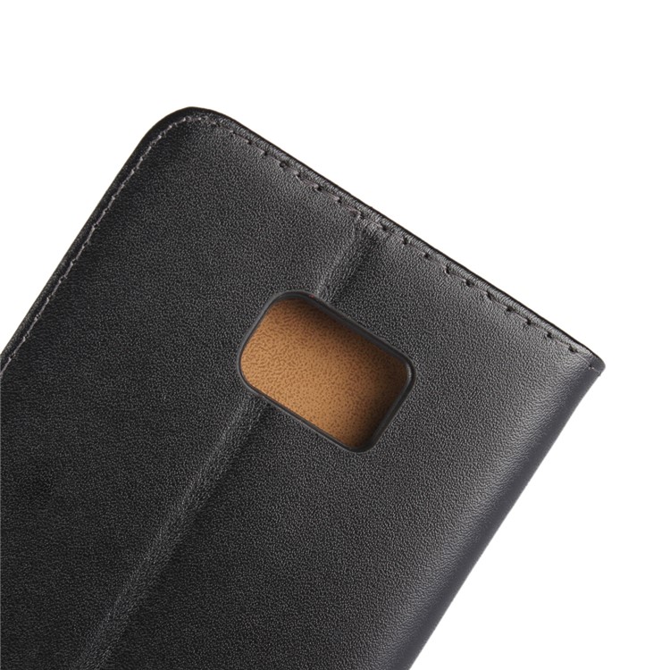 Genuine Split Leather Wallet Magnetic Flip Cover for HTC U Ultra - Black-7