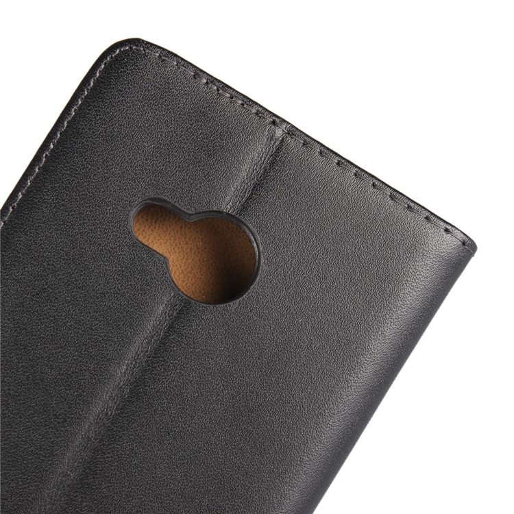 Genuine Split Leather Wallet Stand Mobile Cover for HTC U Play - Black-7