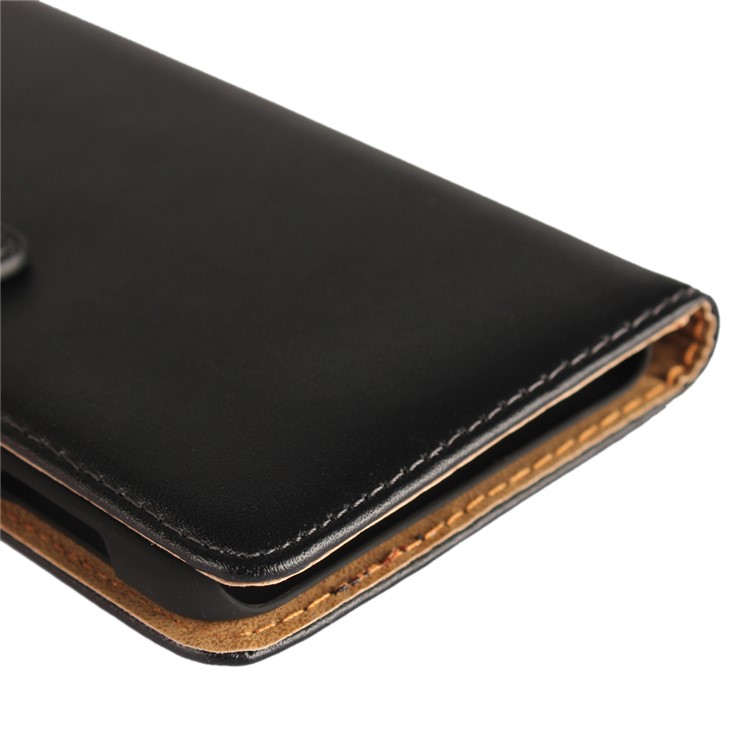 Genuine Split Leather Wallet Stand Mobile Cover for HTC U Play - Black-8
