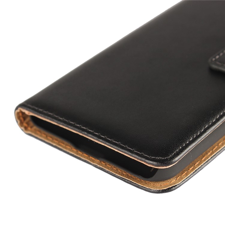 Genuine Split Leather Wallet Stand Mobile Cover for HTC U Play - Black-9