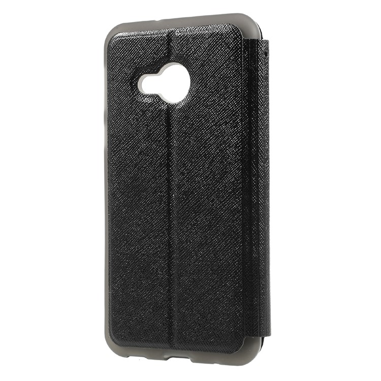 Cross Texture View Window Leather Stand Magnetic Cover for HTC U Play - Black-2
