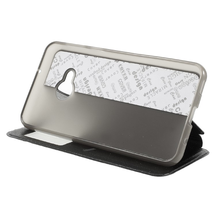 Cross Texture View Window Leather Stand Magnetic Cover for HTC U Play - Black-3