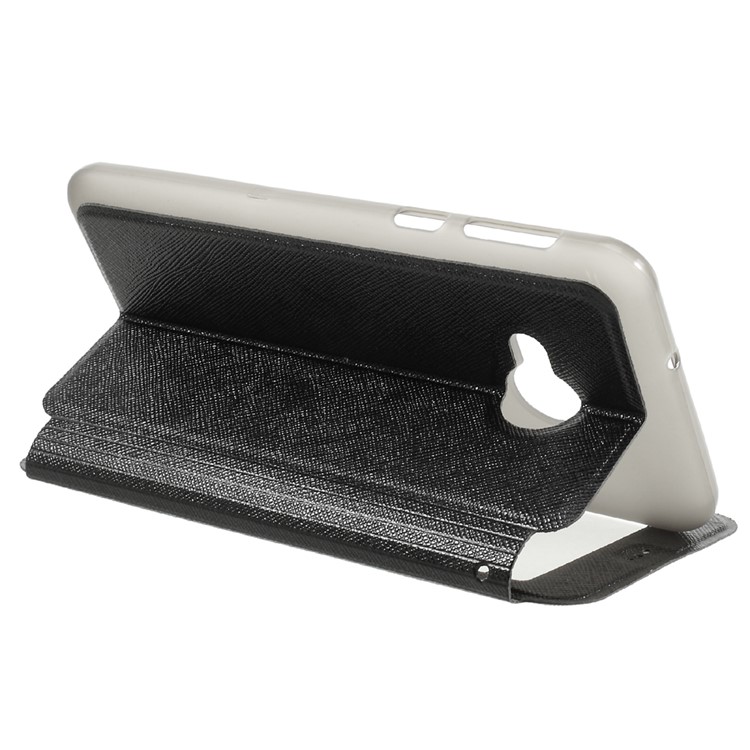 Cross Texture View Window Leather Stand Magnetic Cover for HTC U Play - Black-4