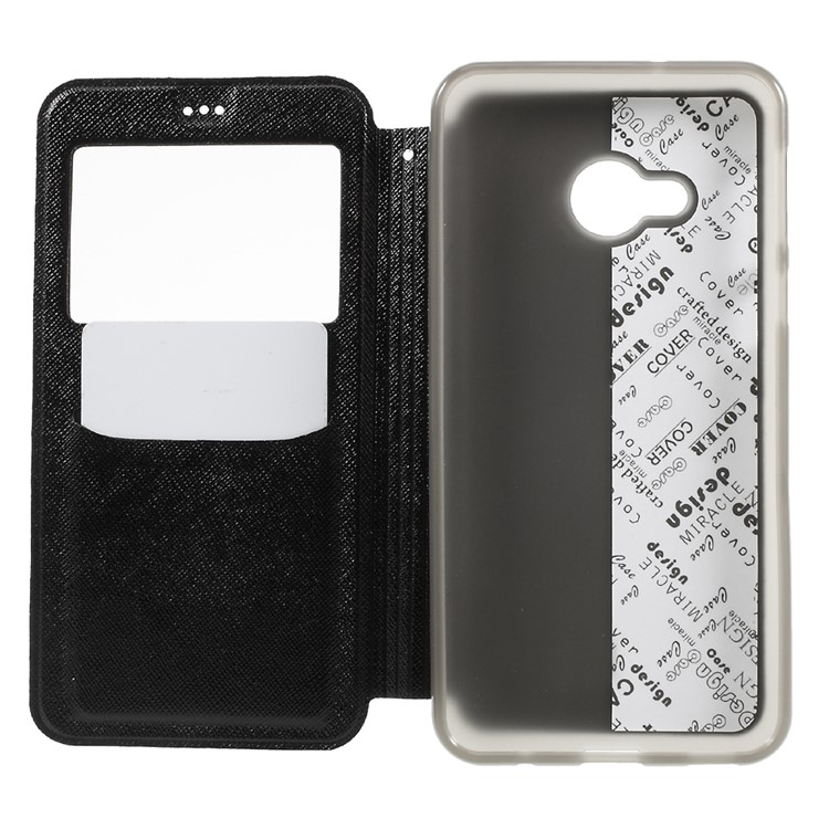 Cross Texture View Window Leather Stand Magnetic Cover for HTC U Play - Black-5