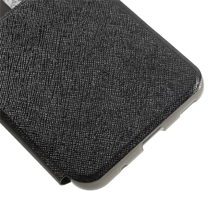 Cross Texture View Window Leather Stand Magnetic Cover for HTC U Play - Black-6